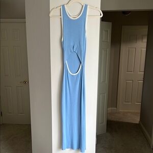 Ribbed Cut-out Blue tank Dress